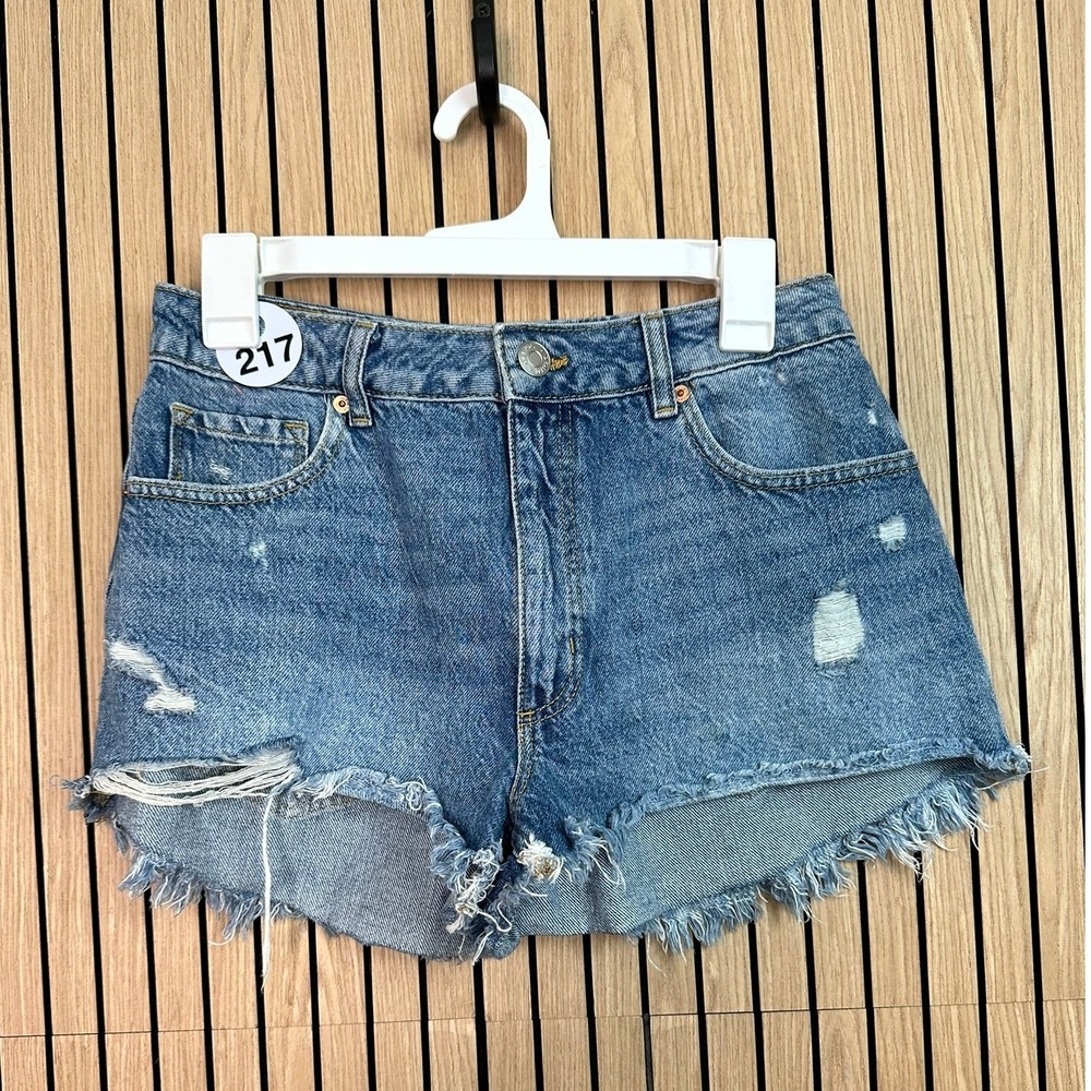 217 Garage Denim Mini Festival Cheeky Distressed Shorts (Size 5 27, EUC)
